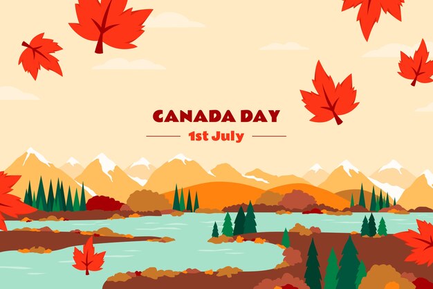 Flat background for canada day celebration