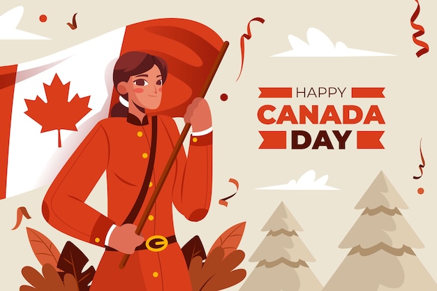 カナダの日の休日のお祝いのフラット背景