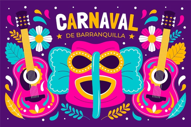 Free vector flat background for carnaval de barranquilla celebration