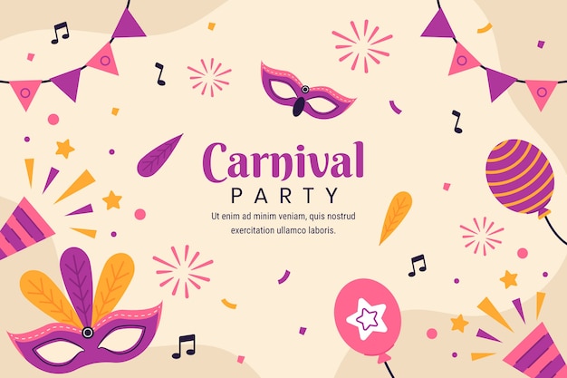 Free vector flat background for carnival celebration