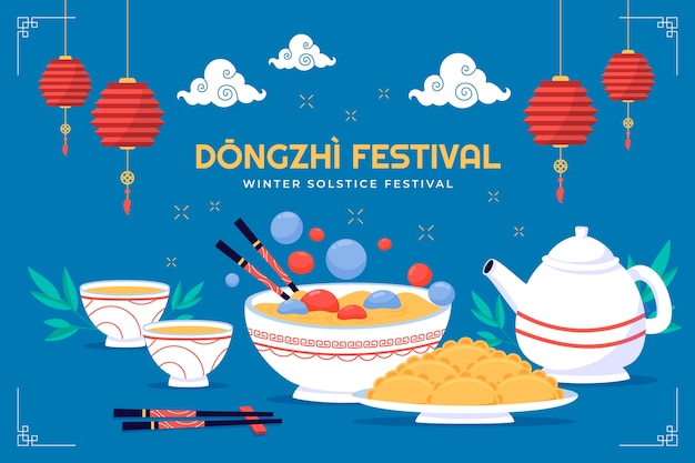 Sfondo piatto per la celebrazione del festival cinese dongzhi