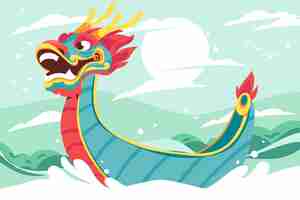 Free vector flat background for chinese dragon boat festival celebration