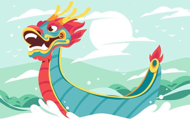 Flat background for chinese dragon boat festival celebration