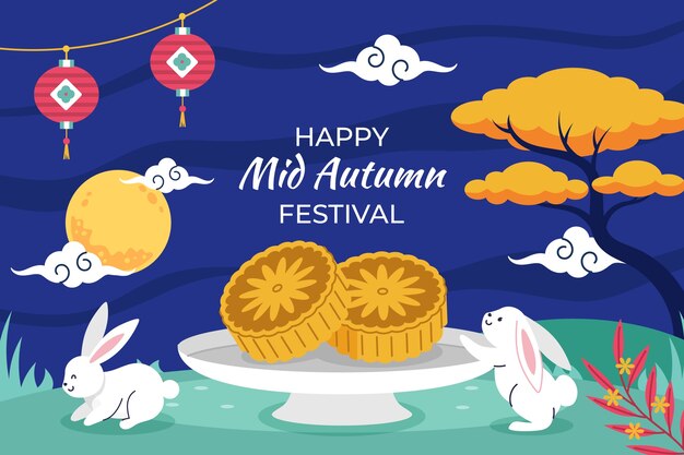 Flat background for chinese mid-autumn festival celebration