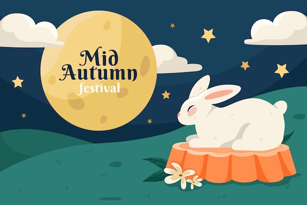 Free vector flat background for chinese mid-autumn festival celebration