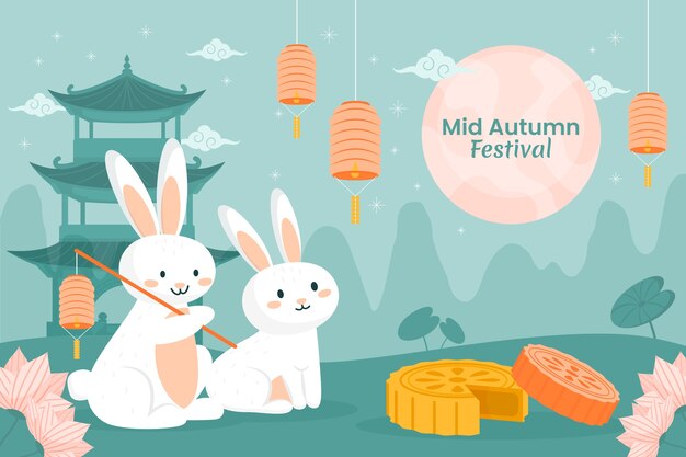 Flat background for chinese mid-autumn festival celebration