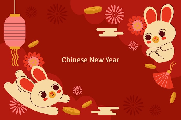 Flat background for chinese new year celebration