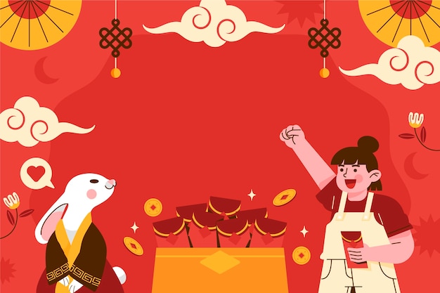 Flat background for chinese new year celebration