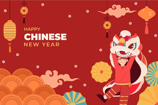 Free vector flat background for chinese new year celebration