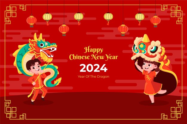 Flat background for chinese new year celebration