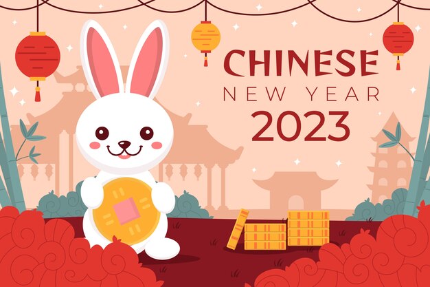 中国の新年祭のフラット背景