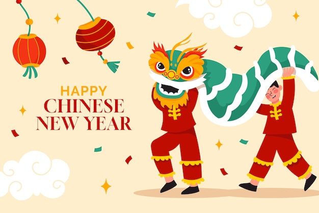 Flat background for chinese new year festival
