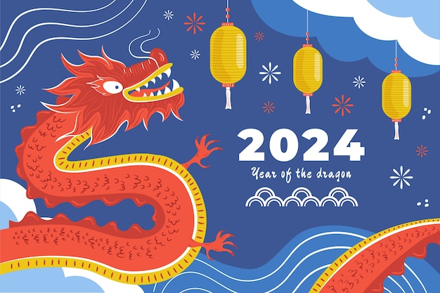 Free vector flat background for chinese new year festival