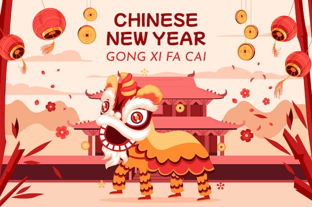 Free vector flat background for chinese new year festival