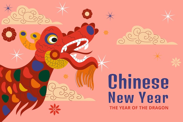 Free vector flat background for chinese new year festival