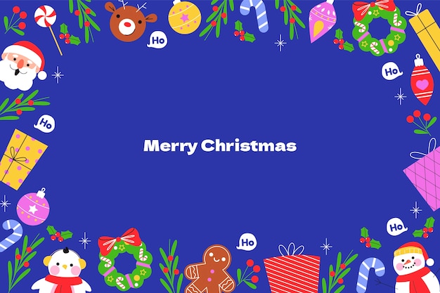 Flat background for christmas season celebration with elements