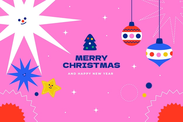 Free vector flat background for christmas season celebration with ornaments