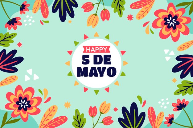 Vettore gratuito sfondo piatto per la celebrazione del cinco de mayo