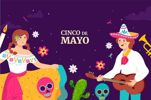 Flat background for cinco de mayo celebration
