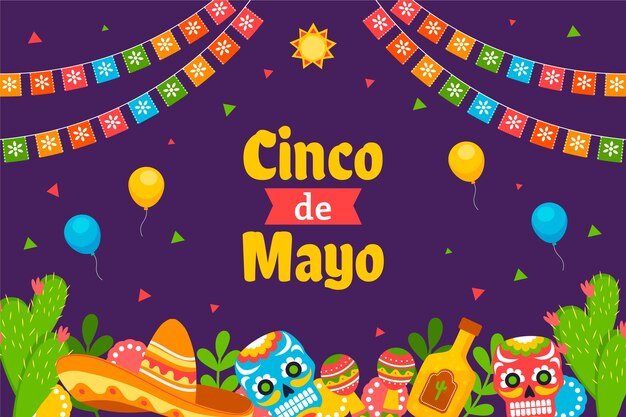 Flat background for cinco de mayo celebration