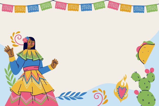 Flat background for cinco de mayo celebration