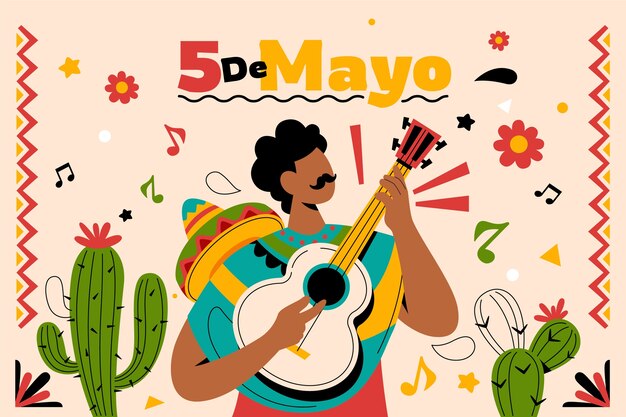 Плоский фон для празднования синко де майо