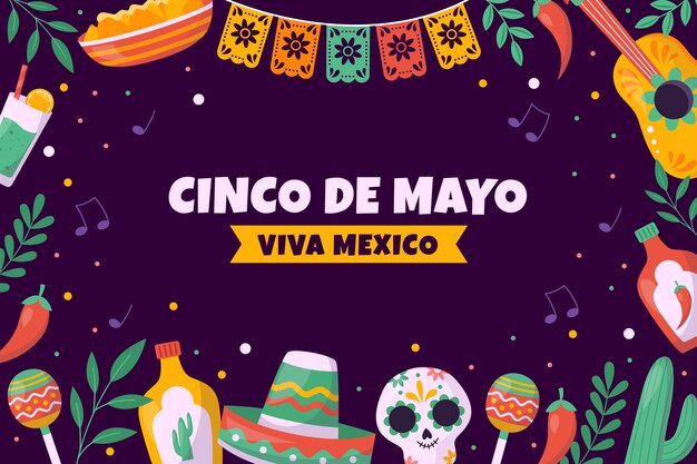 Flat background for cinco de mayo celebration