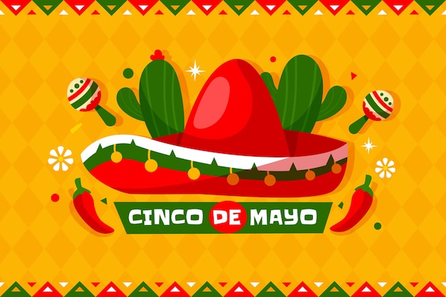 Sfondo piatto per la celebrazione del cinco de mayo