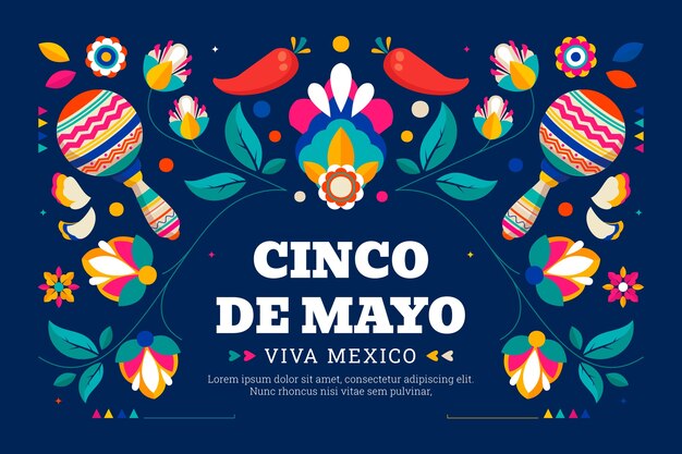 Flat background for cinco de mayo celebration