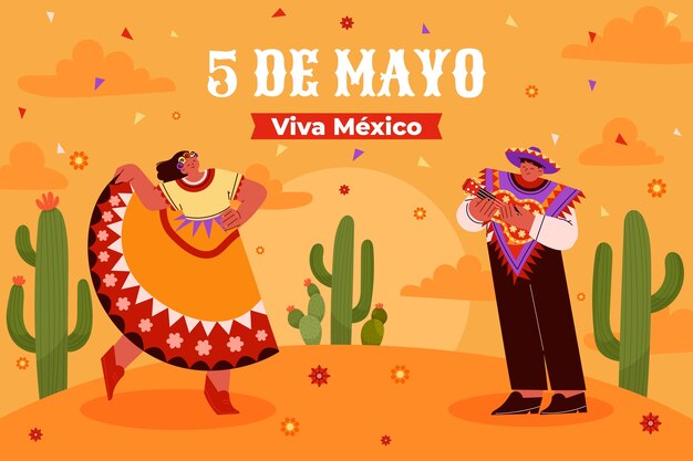 Flat background for cinco de mayo celebration