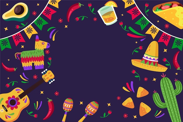 Vettore gratuito sfondo piatto per la celebrazione del cinco de mayo