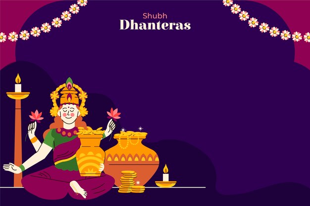 Flat background for dhanteras festival celebration