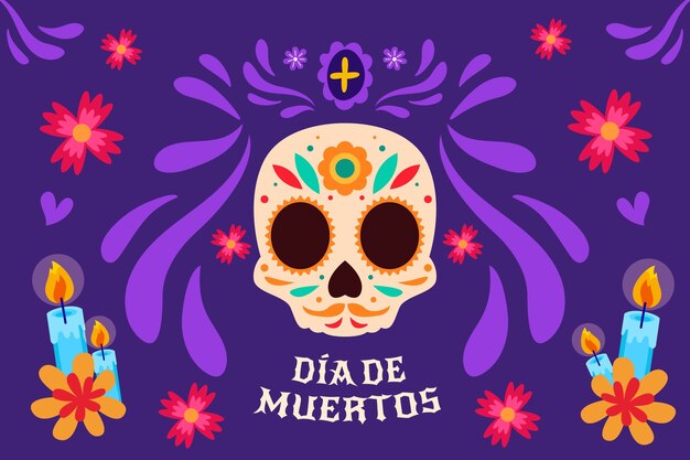 Flat background dia de muertos celebration