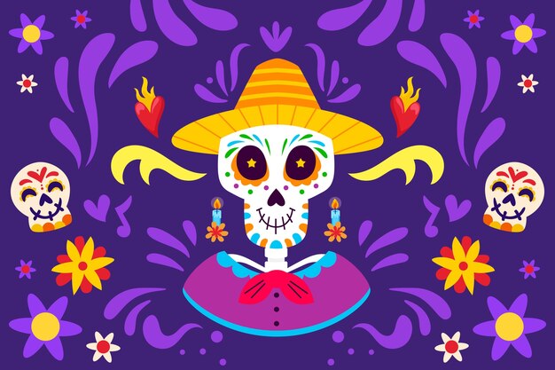 평면 배경 dia de muertos 축하