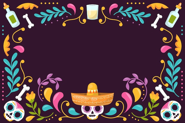 Free vector flat background for dia de muertos celebration