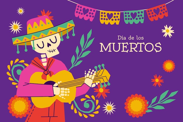 Free vector flat background for dia de murtos celebration