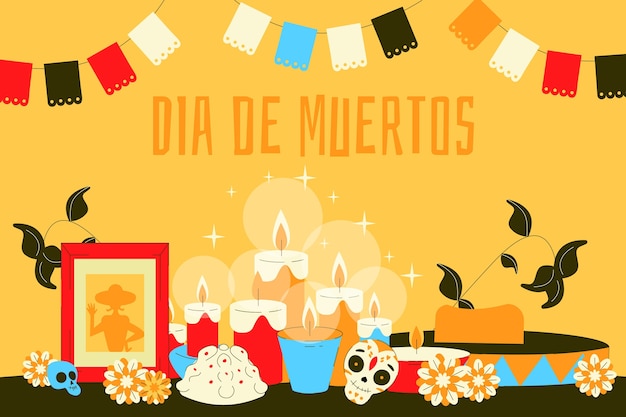 Free vector flat background for dia de murtos celebration