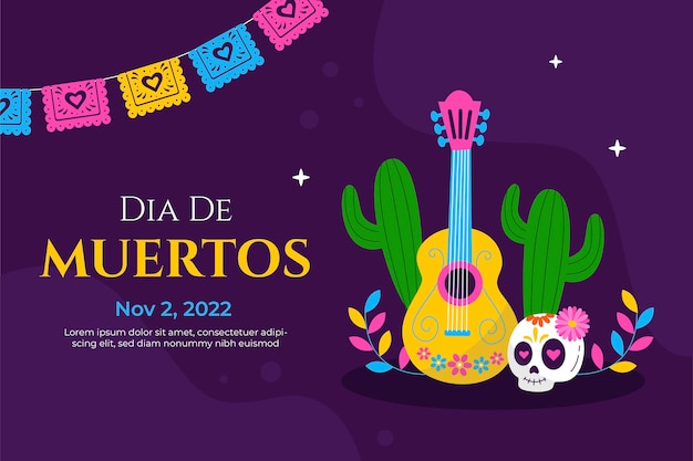 Flat background for dia de murtos celebration