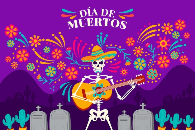 Free vector flat background for dia de murtos celebration