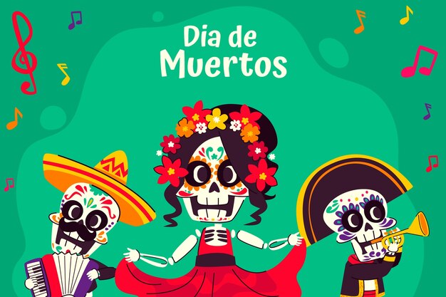 Flat background for dia de murtos celebration