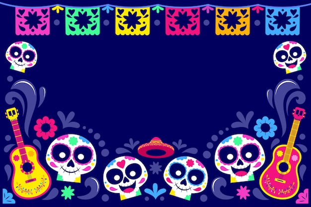 Flat background for dia de murtos celebration