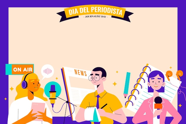 Free vector flat background for dia del periodista celebration