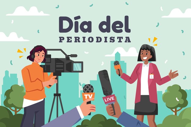 Flat background for dia del periodista celebration