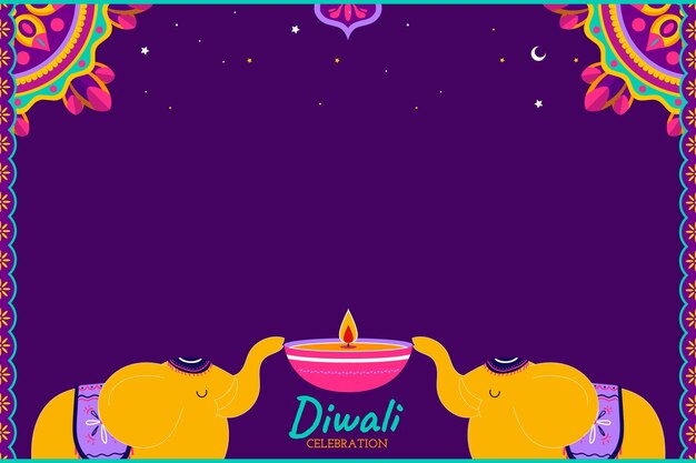 Flat background for diwali celebration