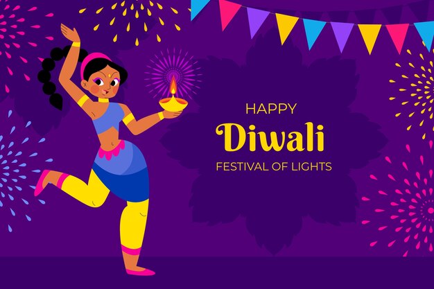 Flat background for diwali celebration