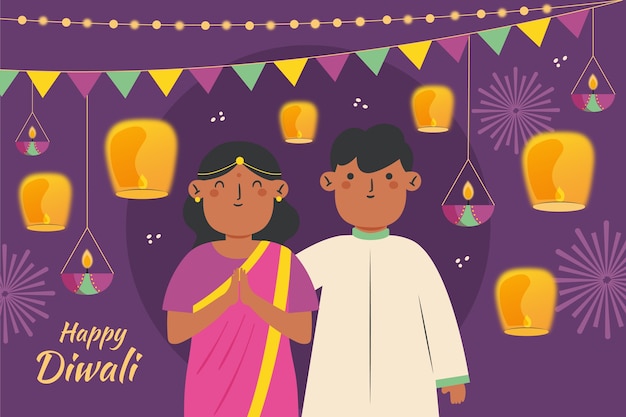 Flat background for diwali celebration