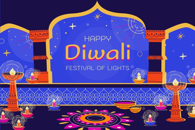 Free Vector flat background for diwali celebration
