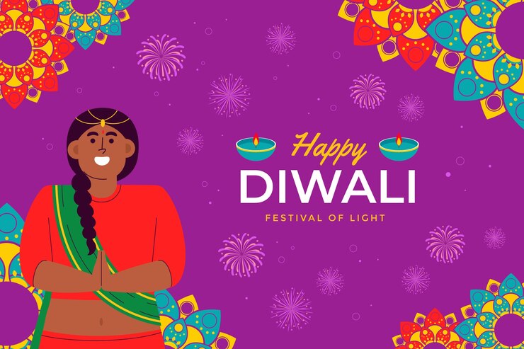 Free Vector flat background for diwali festival celebration