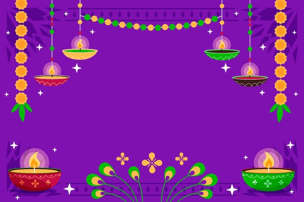 Free vector flat background for diwali festival celebration