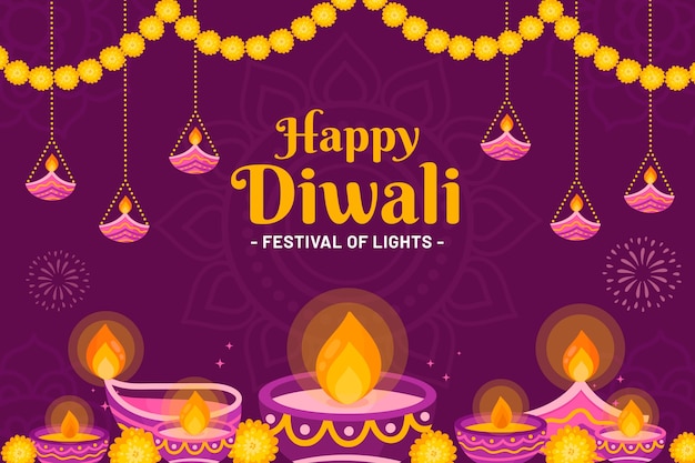 Free vector flat background for diwali festival